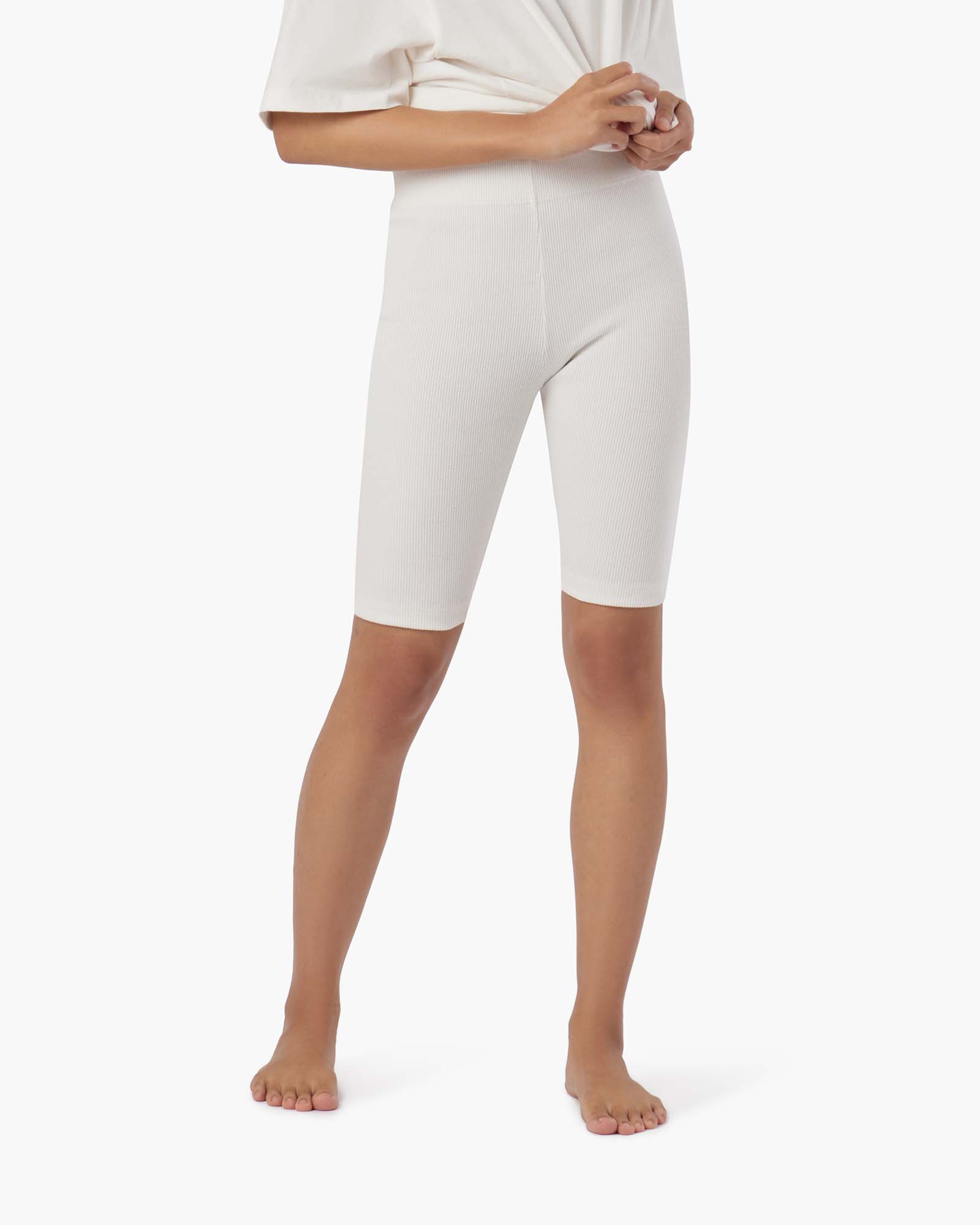 Women's TKEES Biker Shorts Cream | 64390HVSF