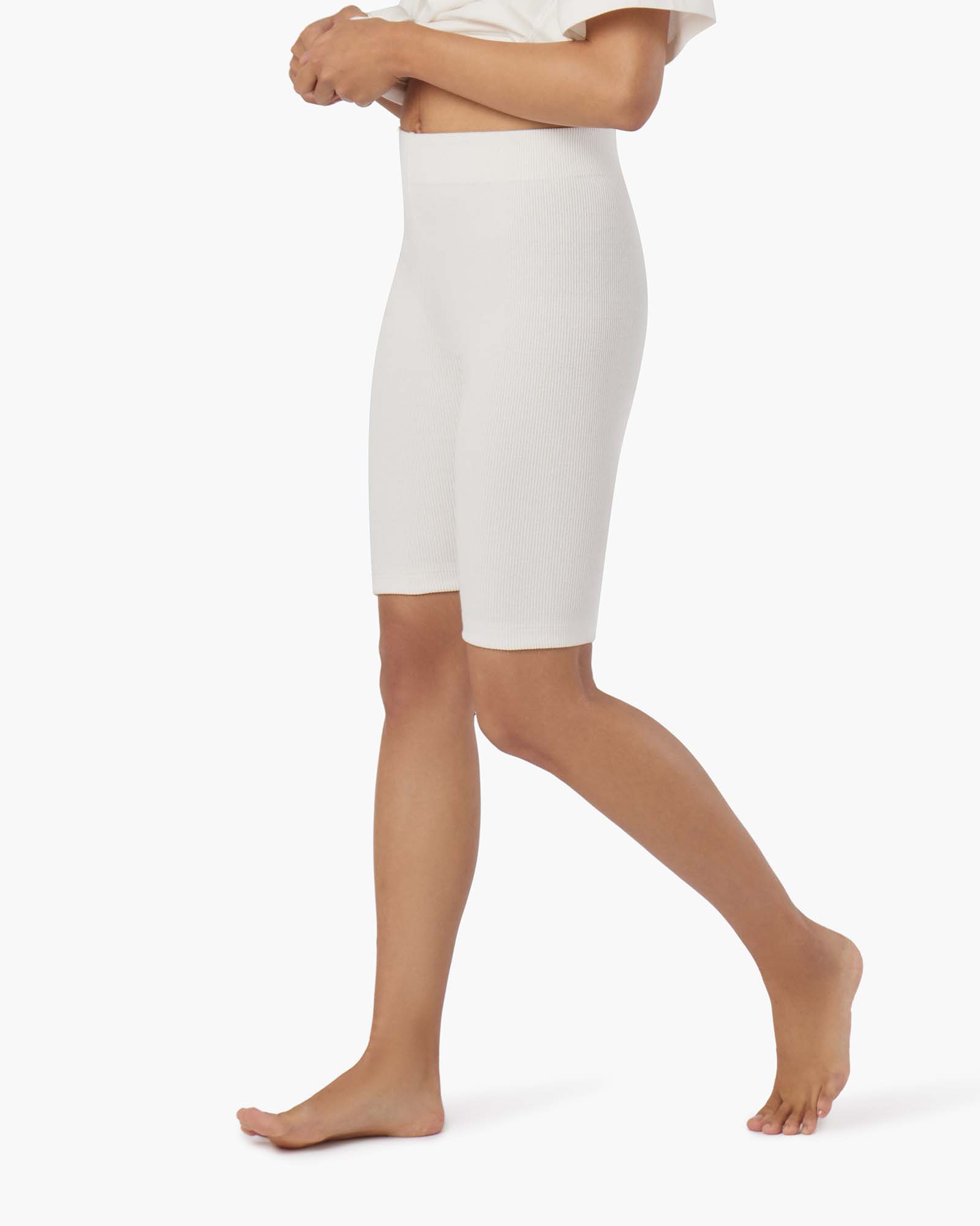 Women's TKEES Biker Shorts Cream | 64390HVSF