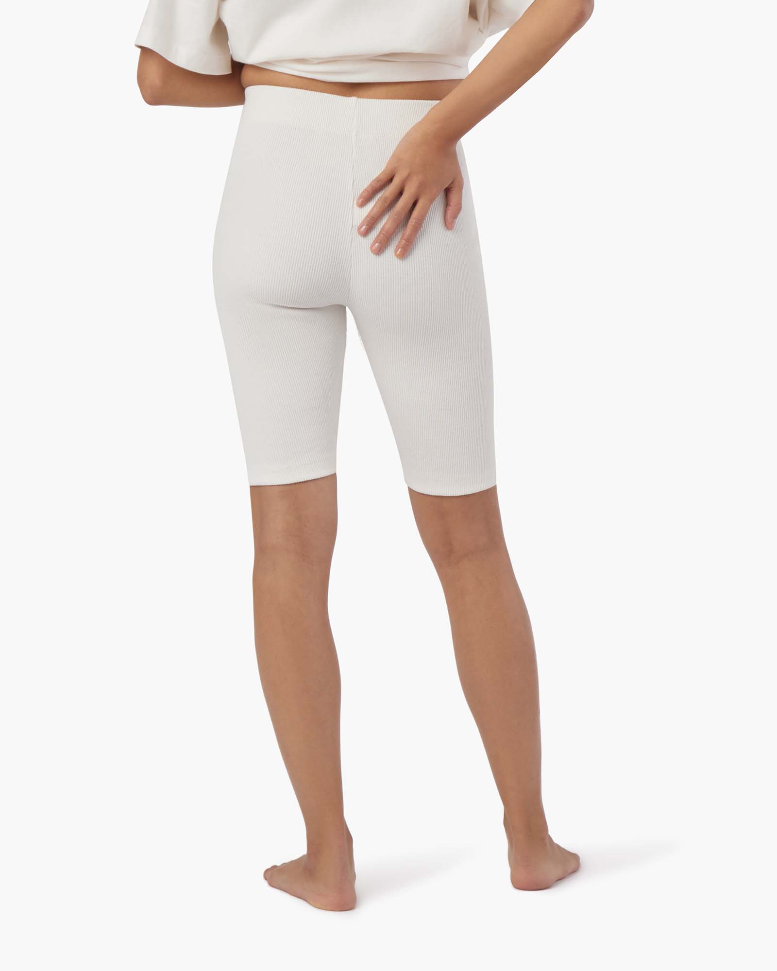 Women's TKEES Biker Shorts Cream | 64390HVSF