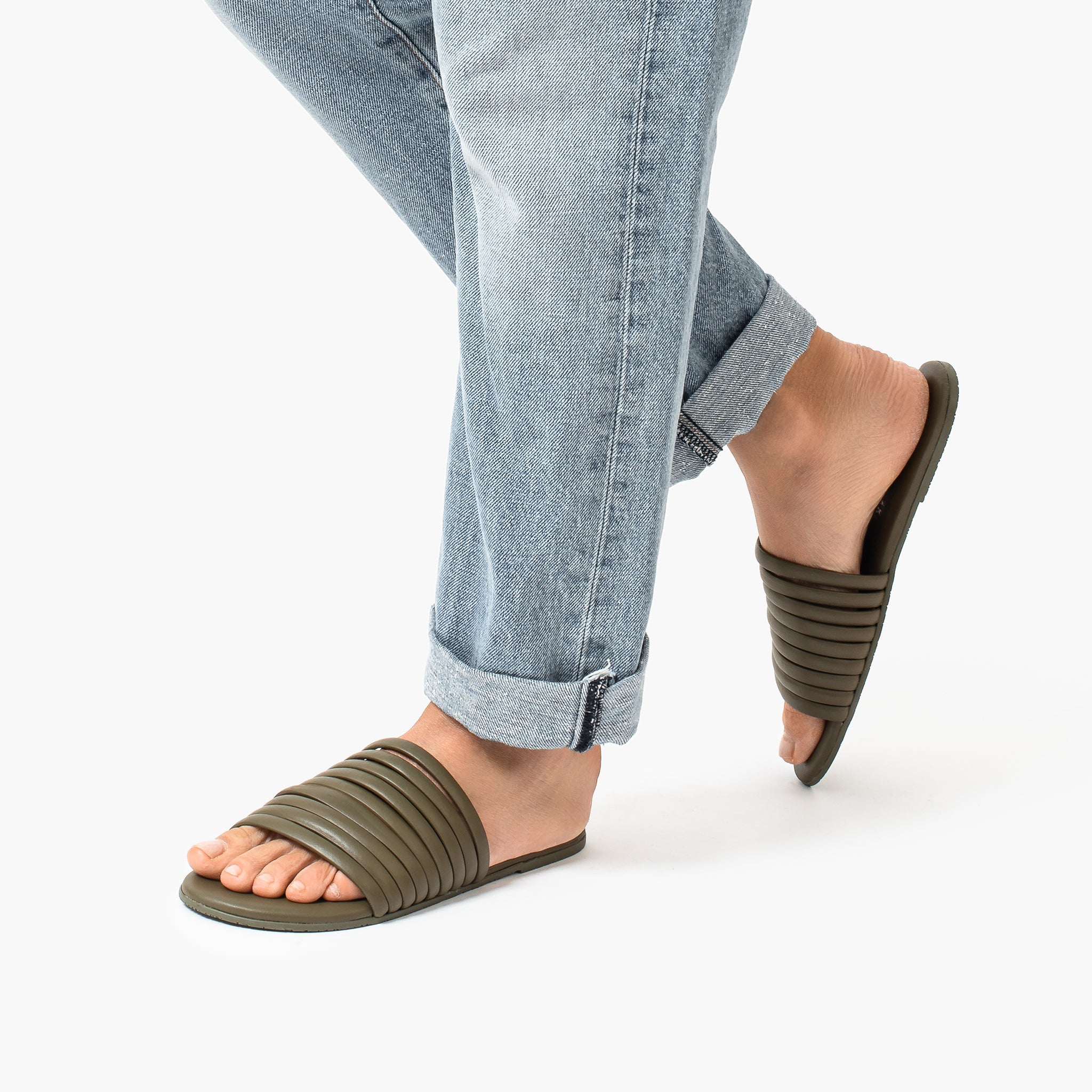 Women's TKEES Caro Slides Olive | 31094OSVD