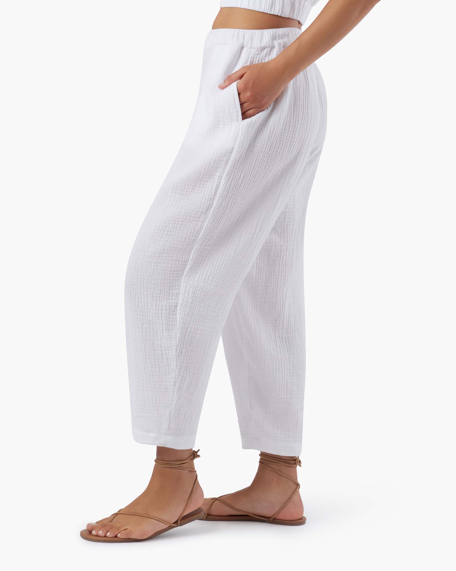 Women's TKEES Gauze Pants White | 37968OIBY