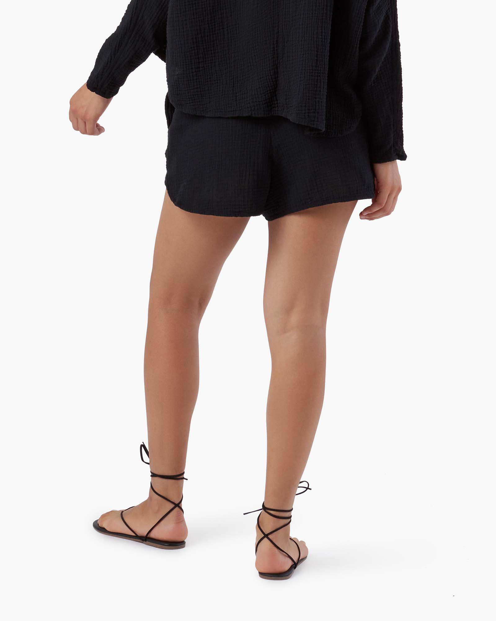 Women's TKEES Gauze Shorts Black | 98237WFRD