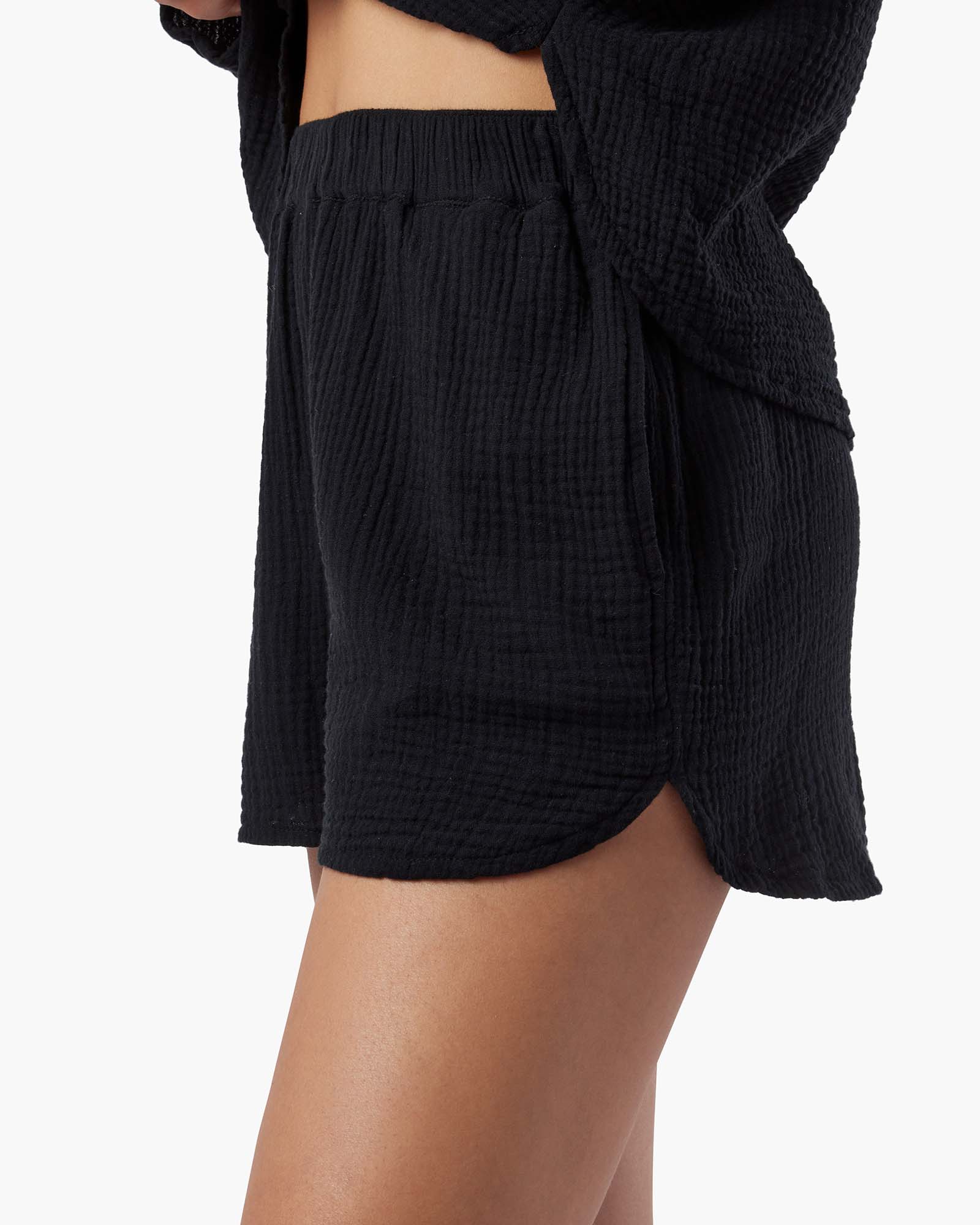 Women's TKEES Gauze Shorts Black | 98237WFRD