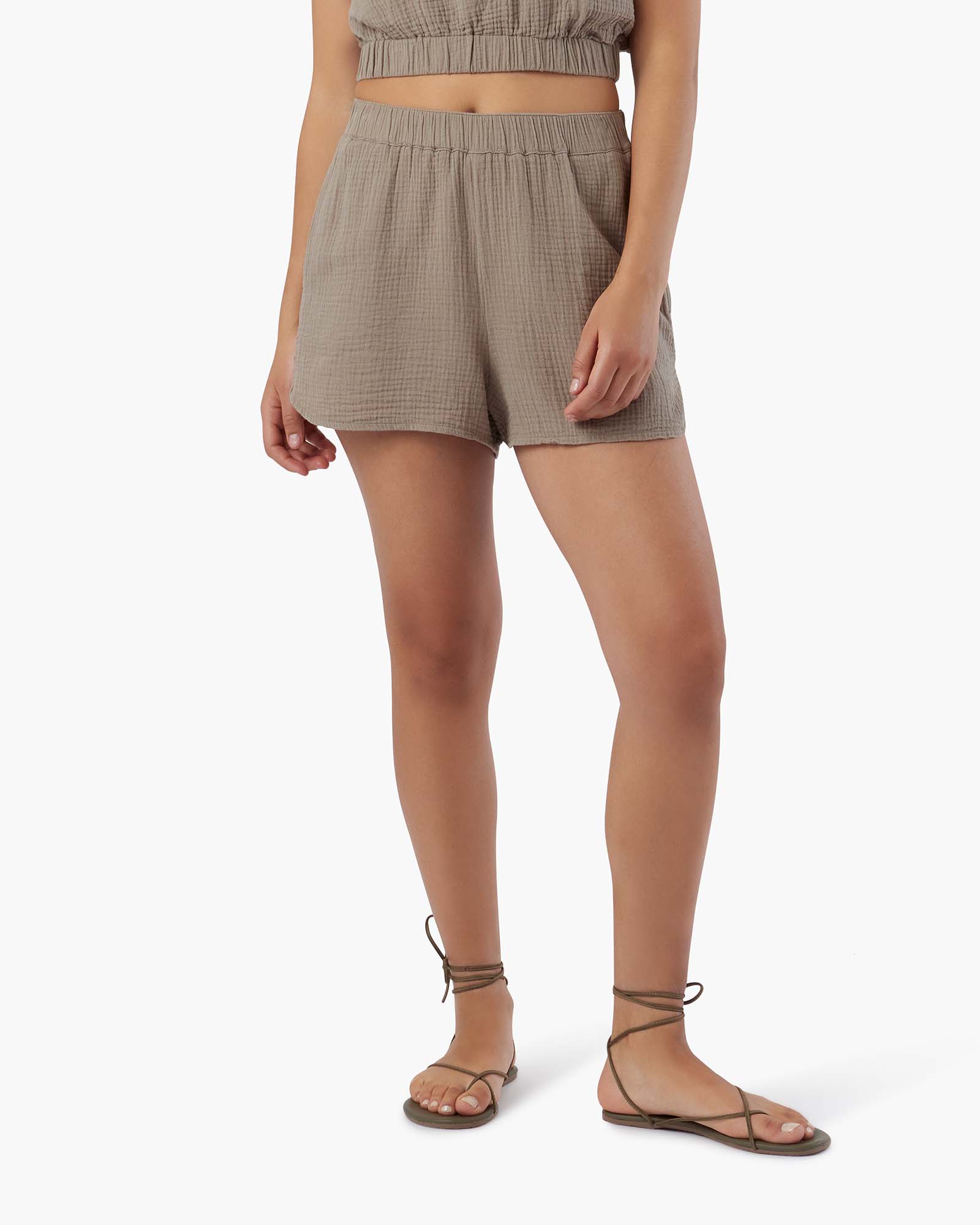 Women's TKEES Gauze Shorts Brown | 80645XVNY