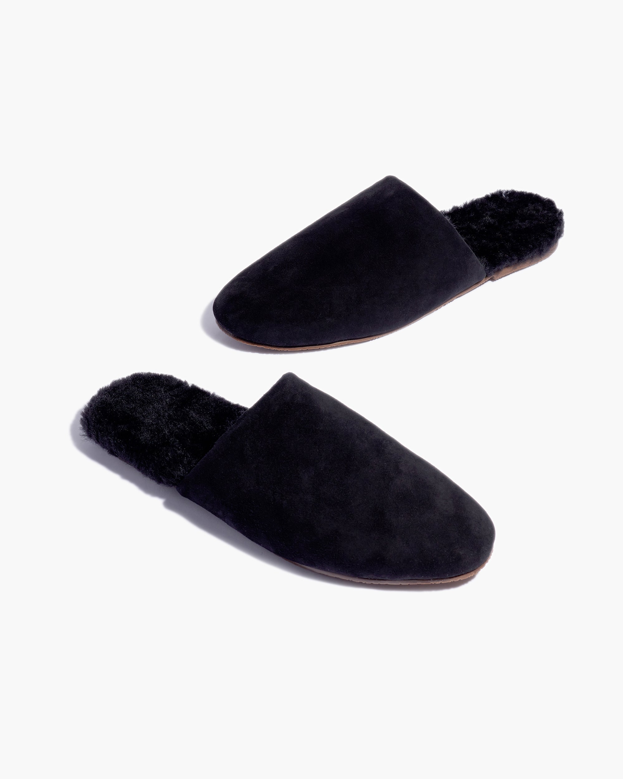 Women's TKEES Ines Shearling Slides Black | 67081FJDE