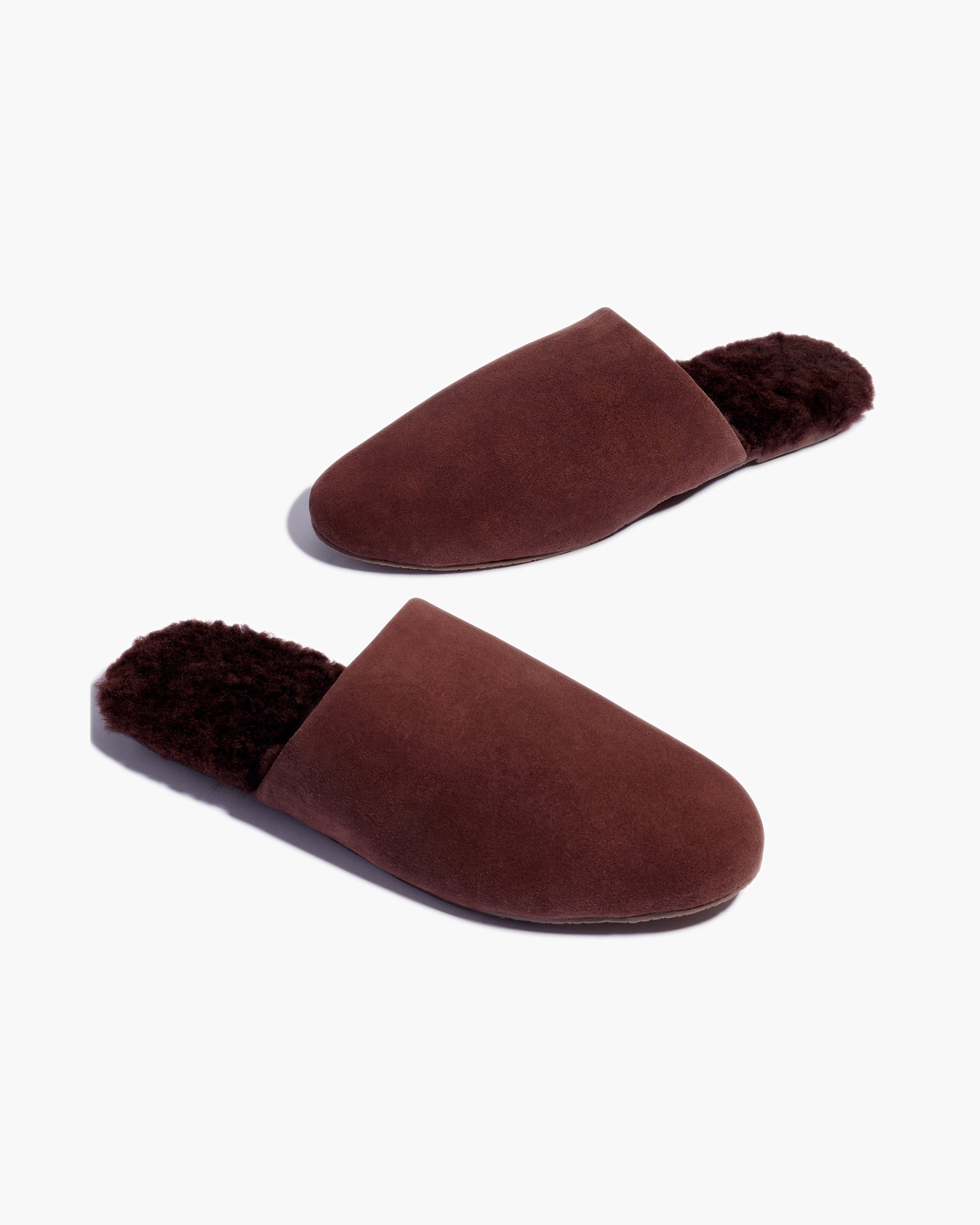 Women's TKEES Ines Shearling Slides Chocolate | 04876FXAN