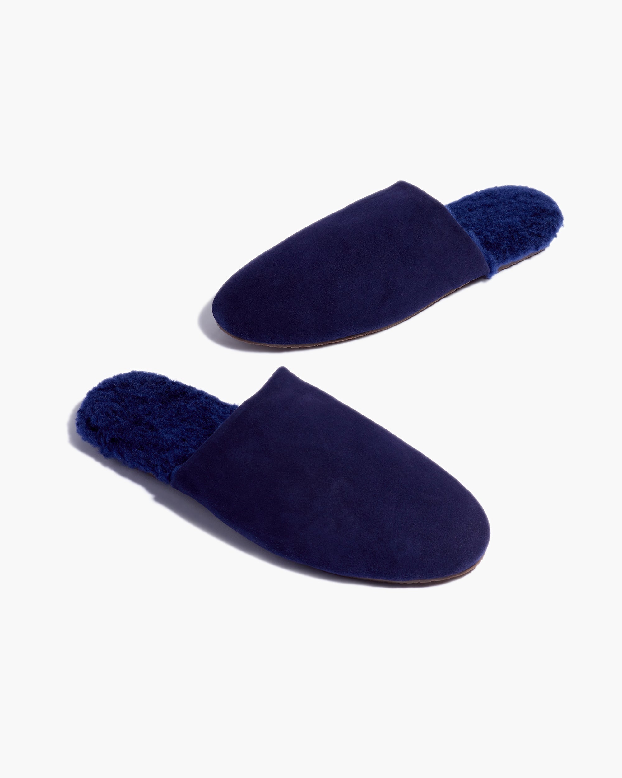 Women's TKEES Ines Shearling Slides Navy | 31852CFJN