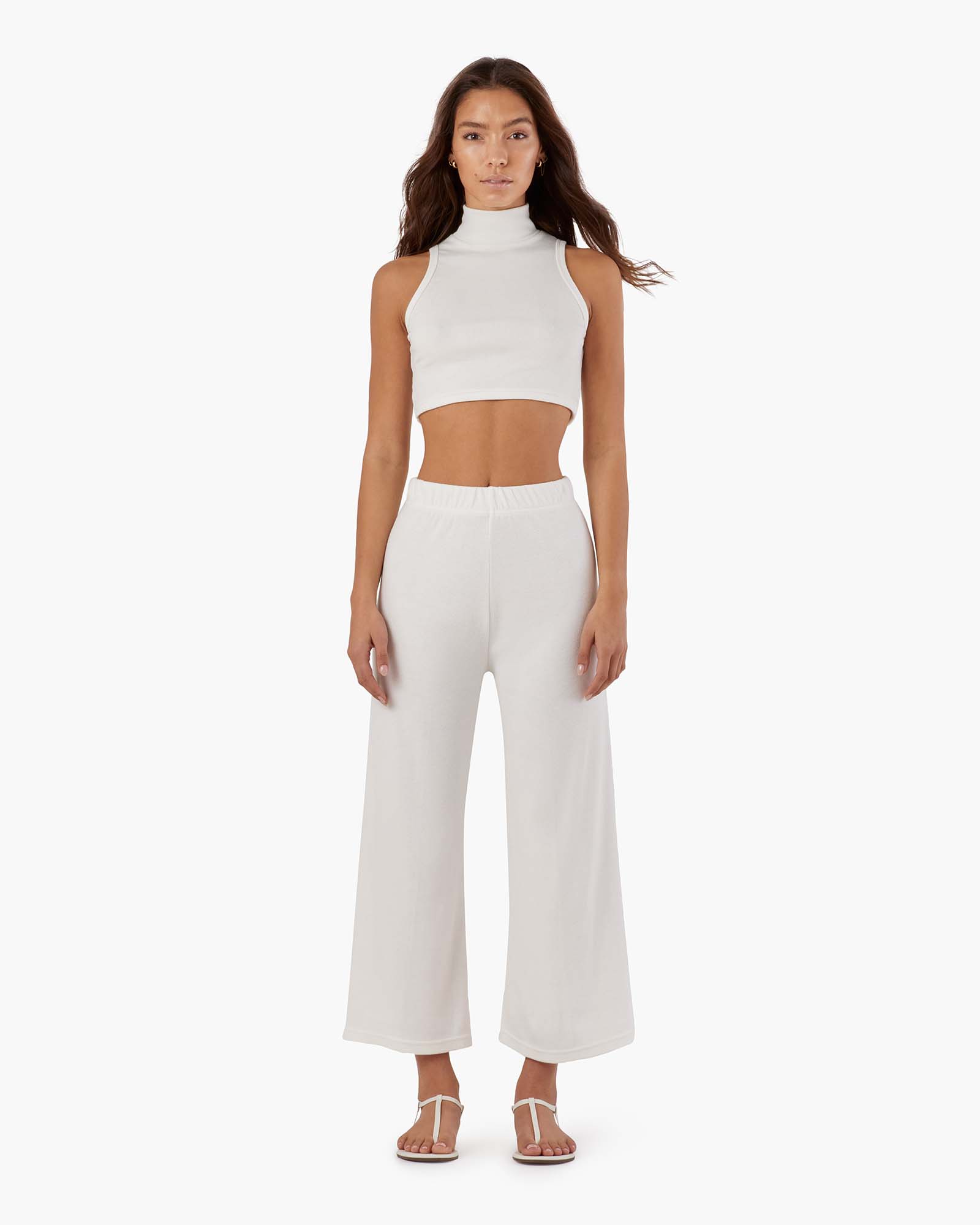 Women's TKEES Light Rib Culotte Pants White | 28103QFPG