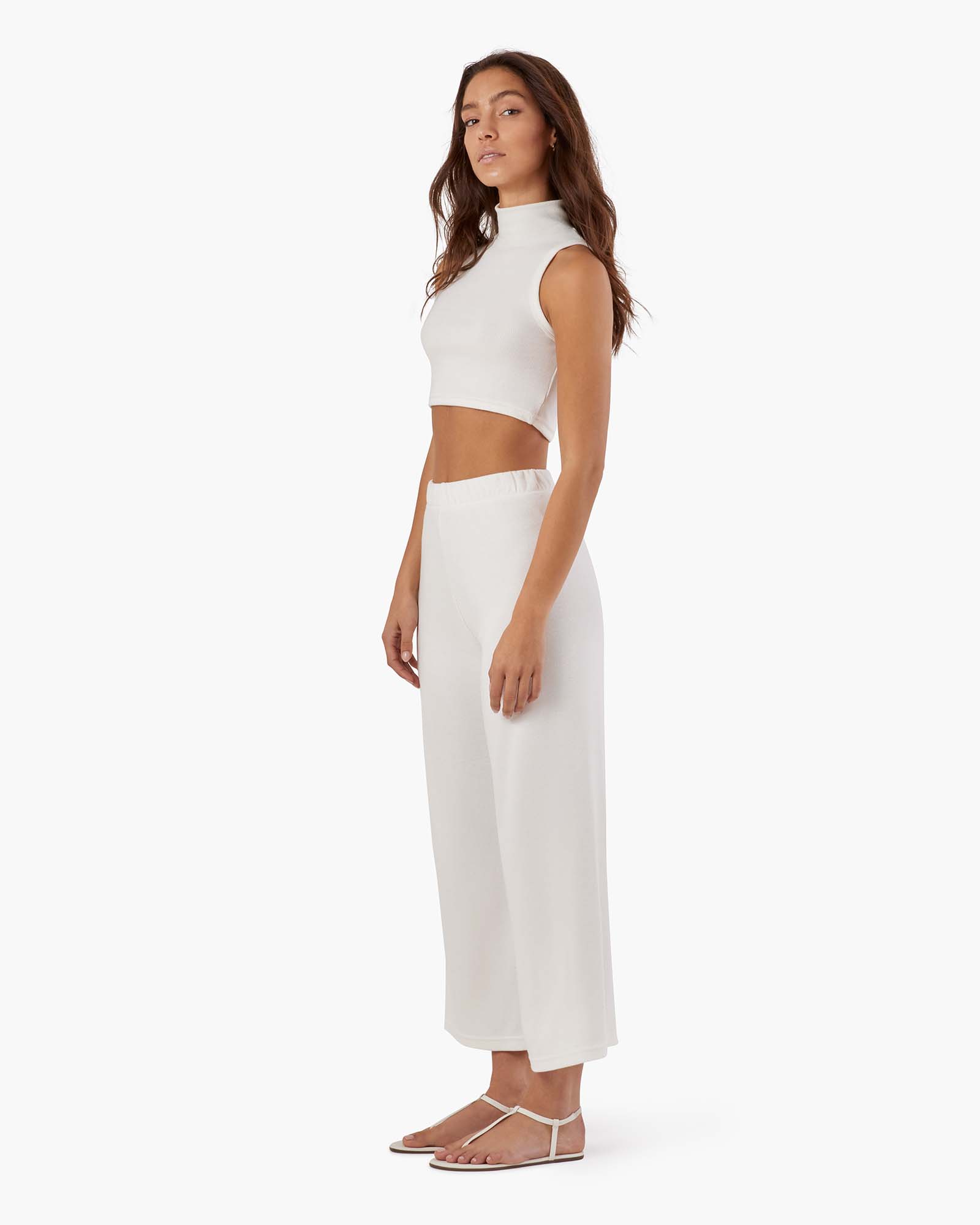 Women's TKEES Light Rib Culotte Pants White | 28103QFPG