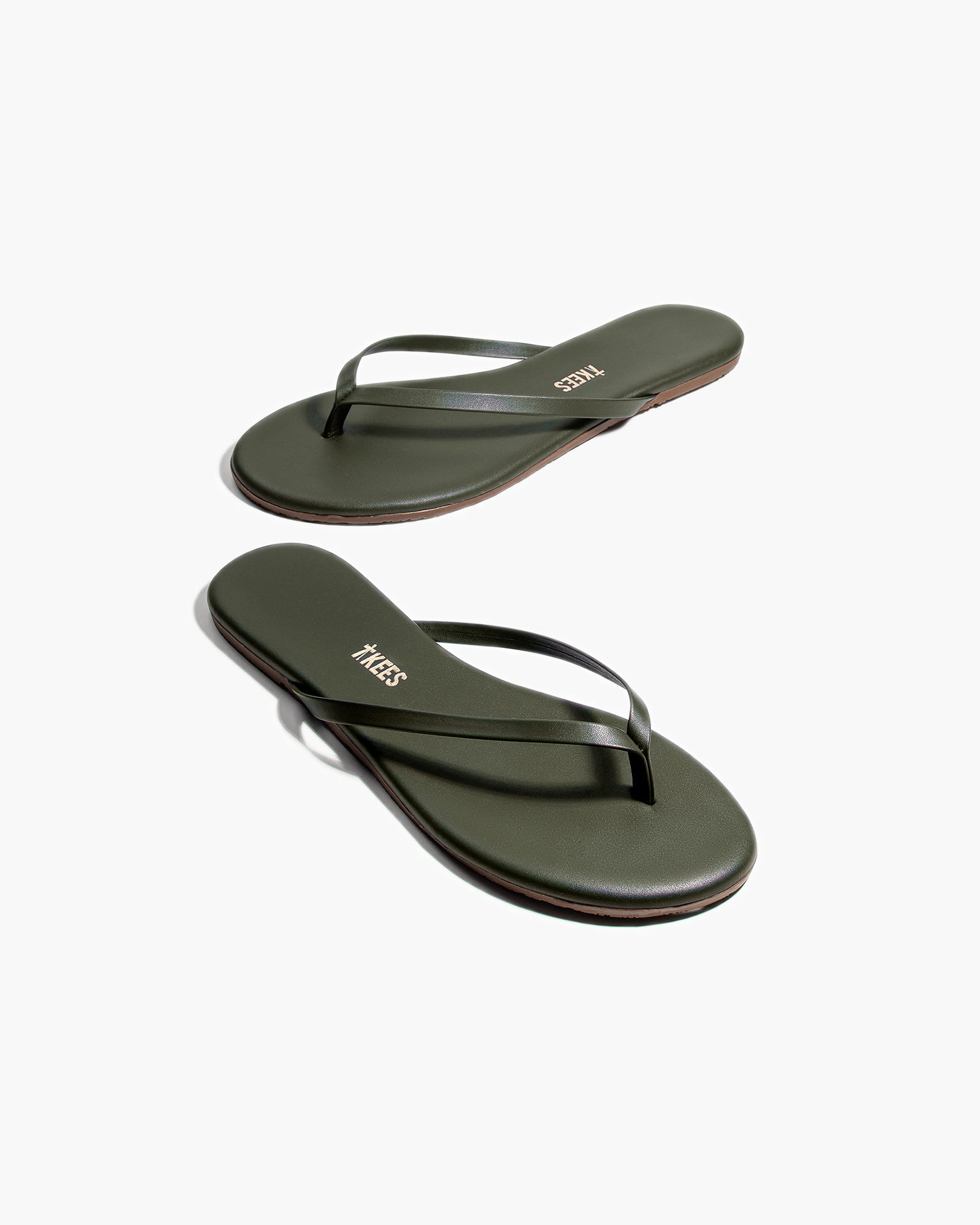 Women's TKEES Lily Liners Flip Flops Green | 41706YWQU