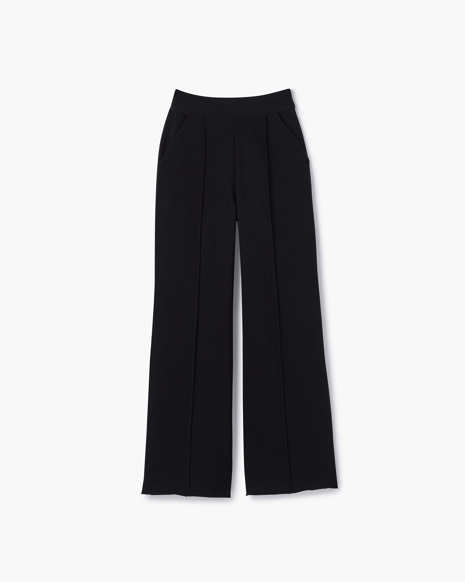 Women\'s TKEES Raw Edge Wide Leg Pants Black | 61492BXCY