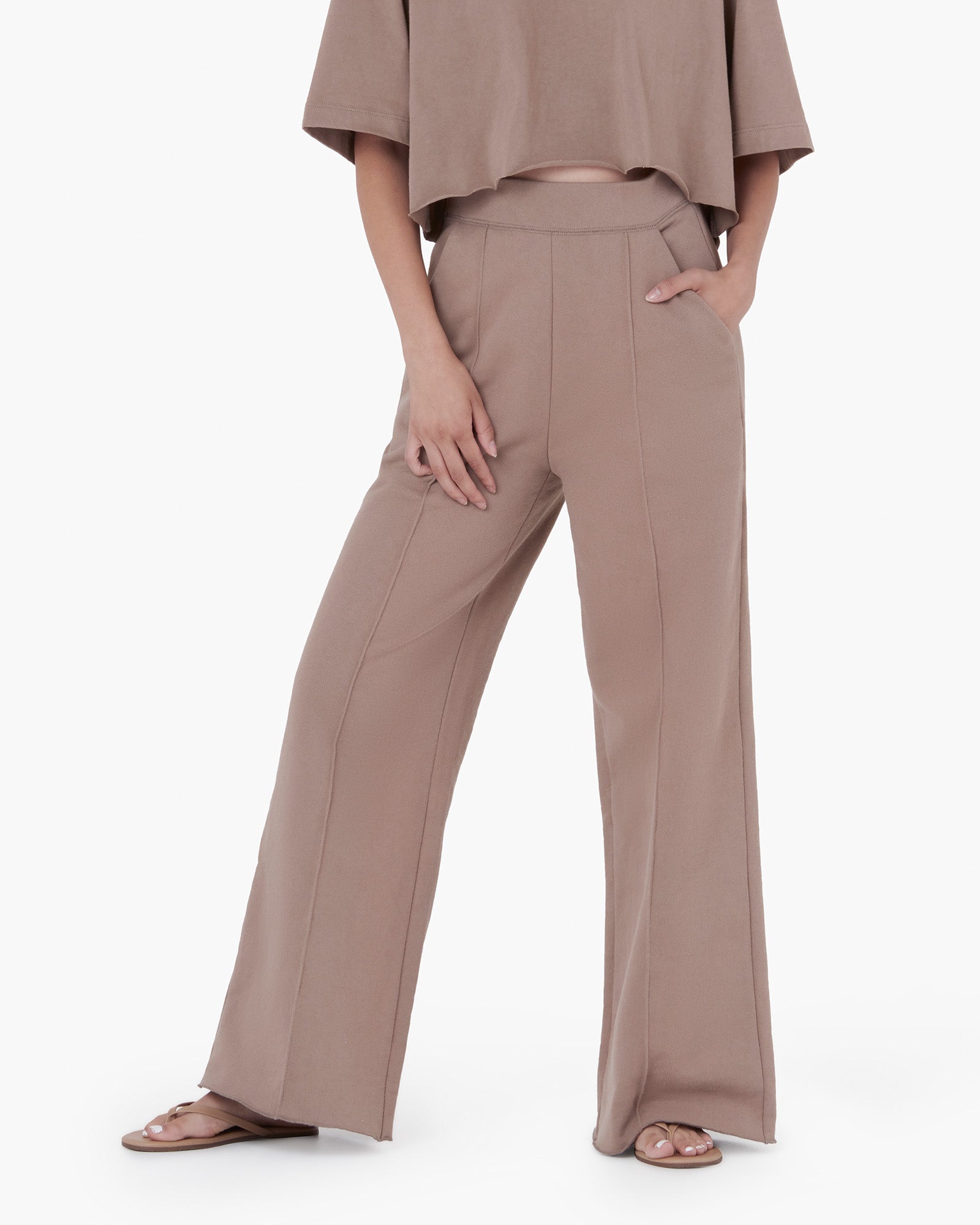 Women's TKEES Raw Edge Wide Leg Pants Grey | 42786DTAS