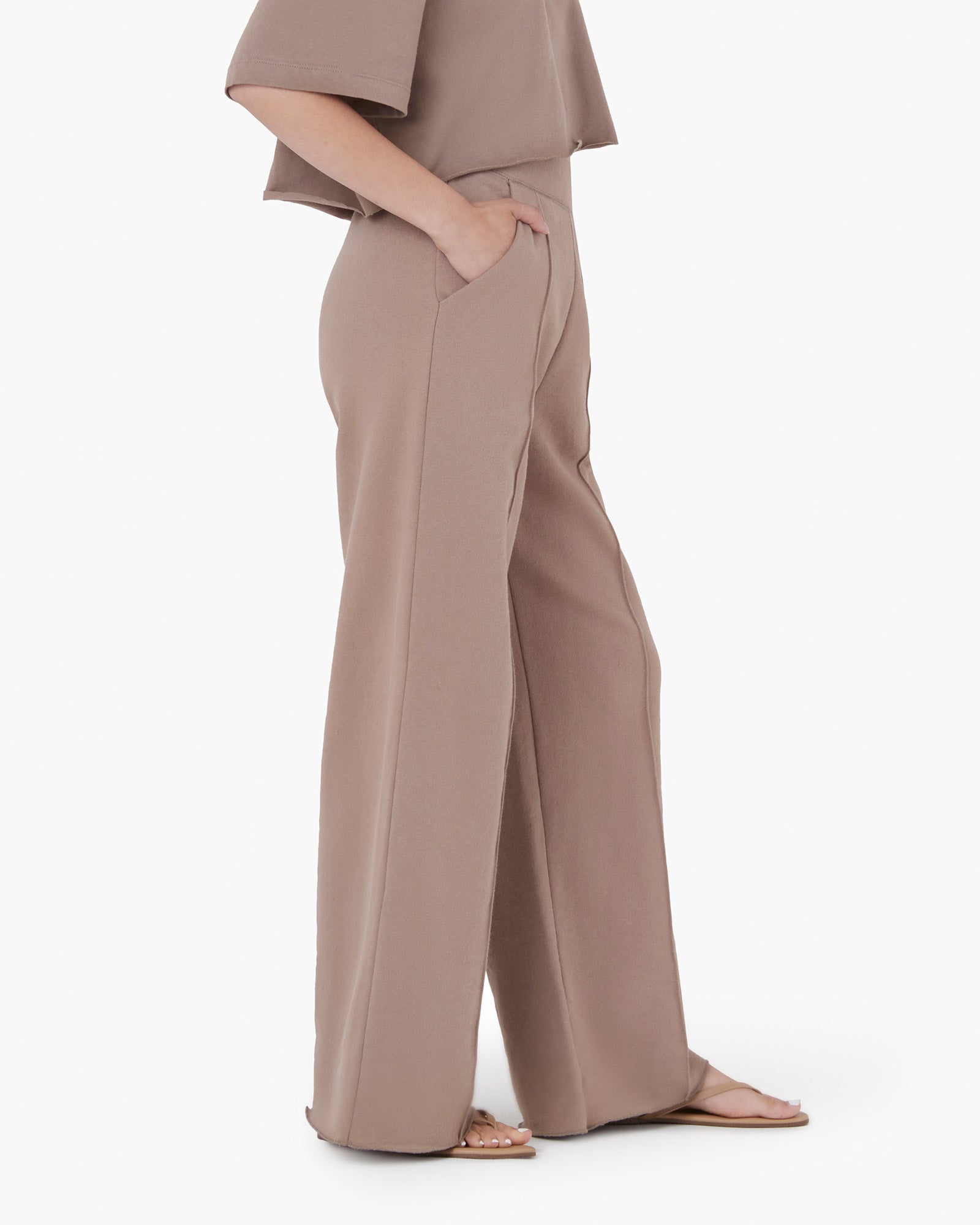 Women's TKEES Raw Edge Wide Leg Pants Grey | 42786DTAS