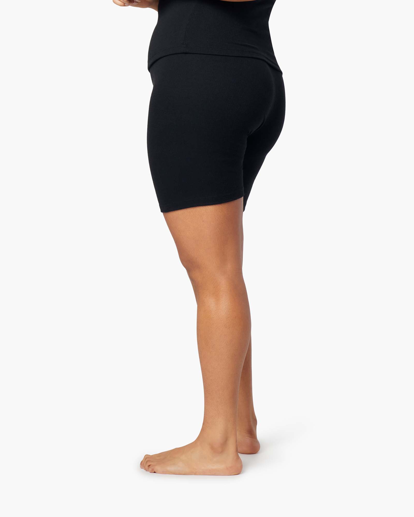 Women's TKEES Super Rib Biker Shorts Black | 82651KWNE