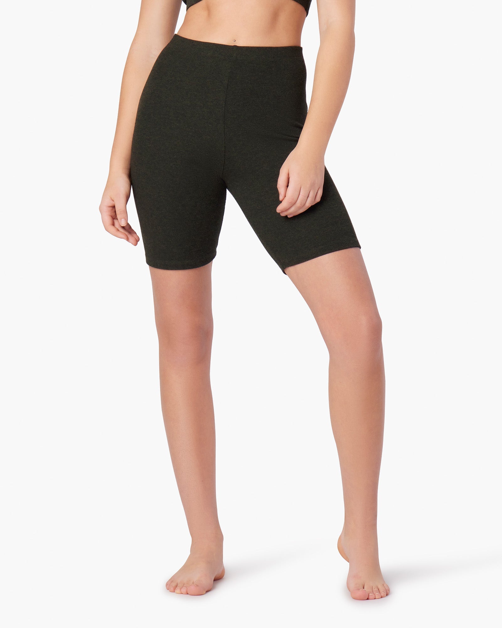 Women's TKEES Super Rib Biker Shorts Black | 97042SEKF