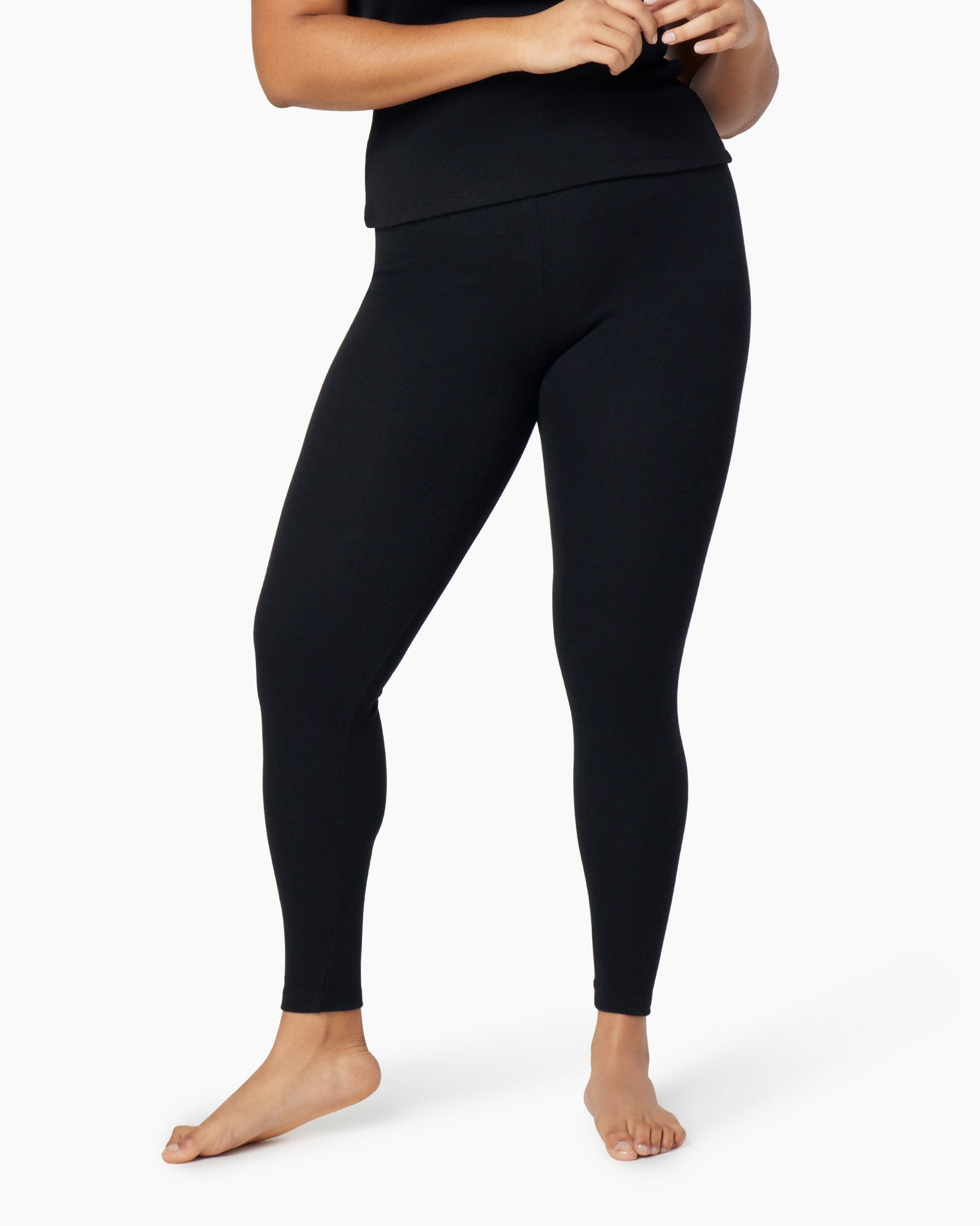 Women's TKEES Super Rib Leggings Black | 12470OTVX