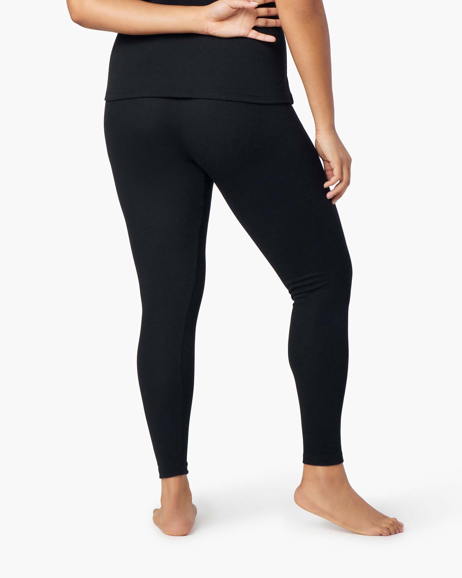 Women's TKEES Super Rib Leggings Black | 12470OTVX