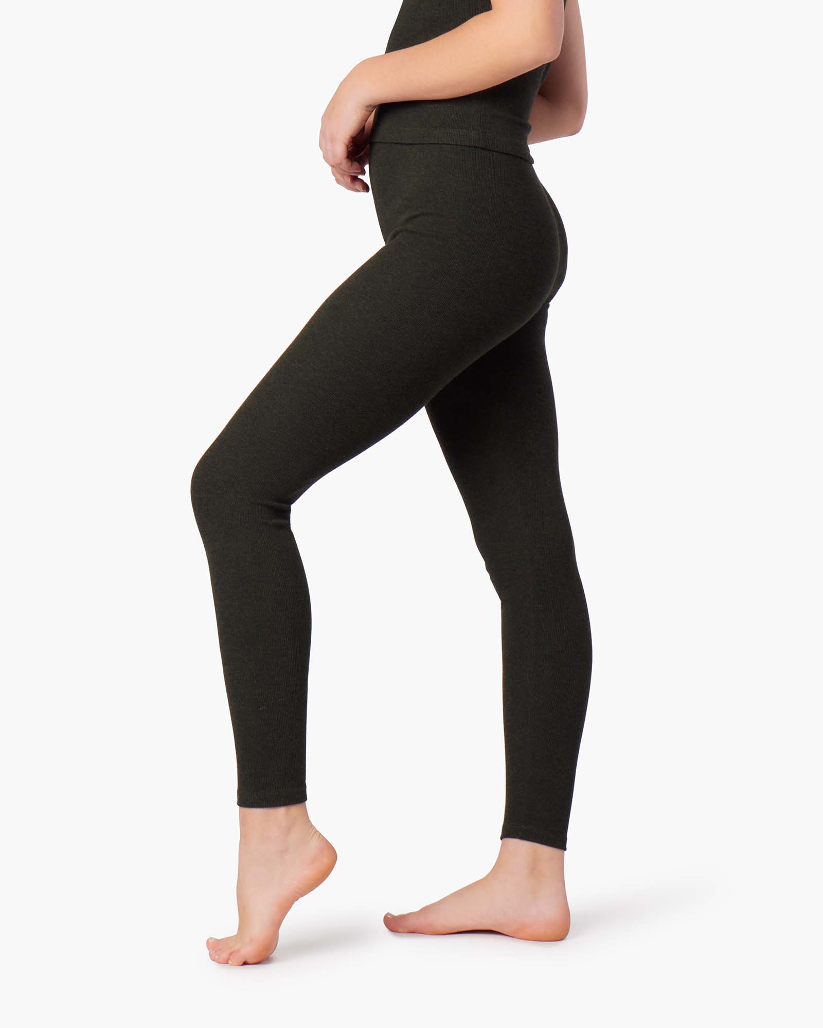 Women's TKEES Super Rib Leggings Black | 85196ZCWI