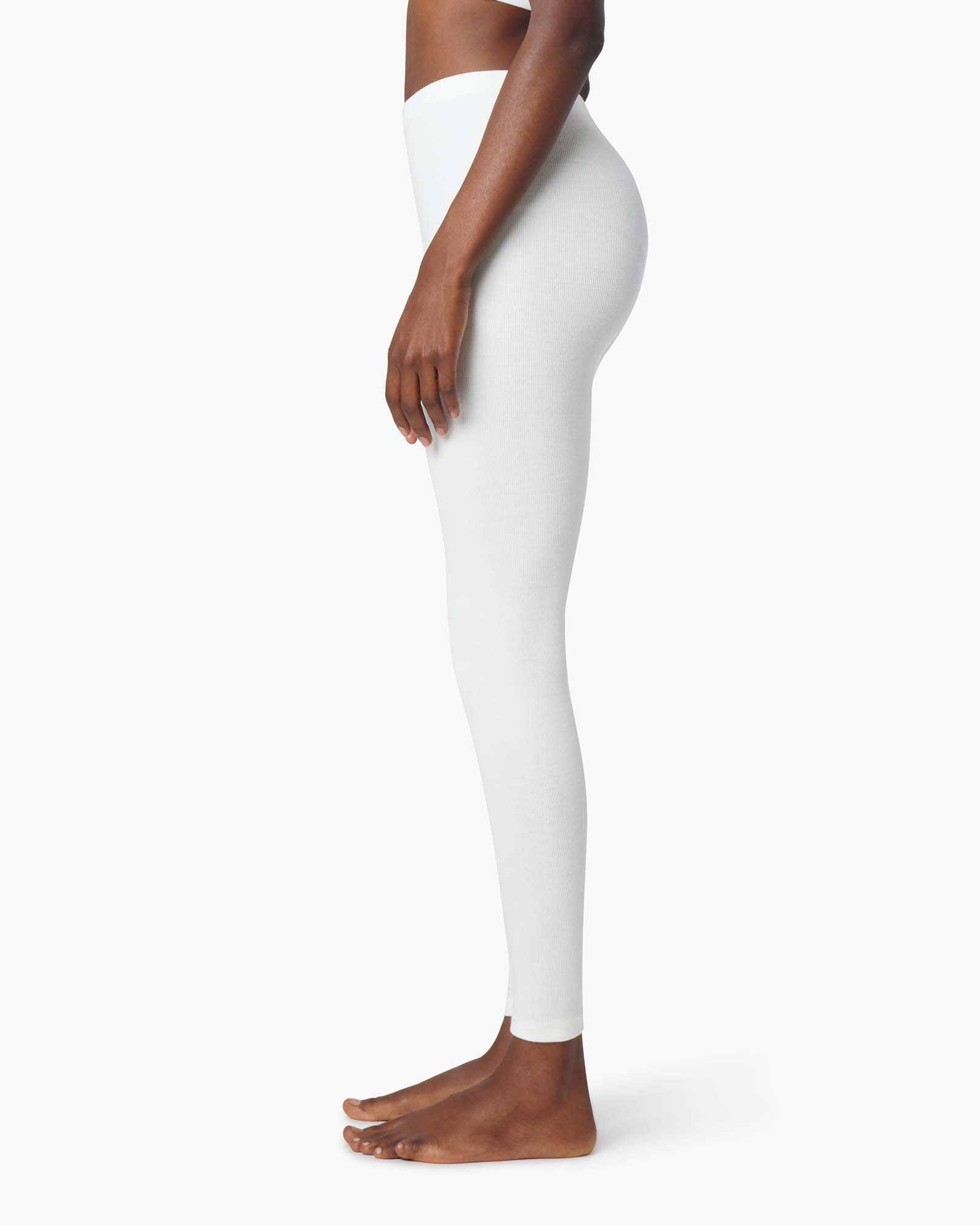 Women's TKEES Super Rib Leggings White | 03827AZEP