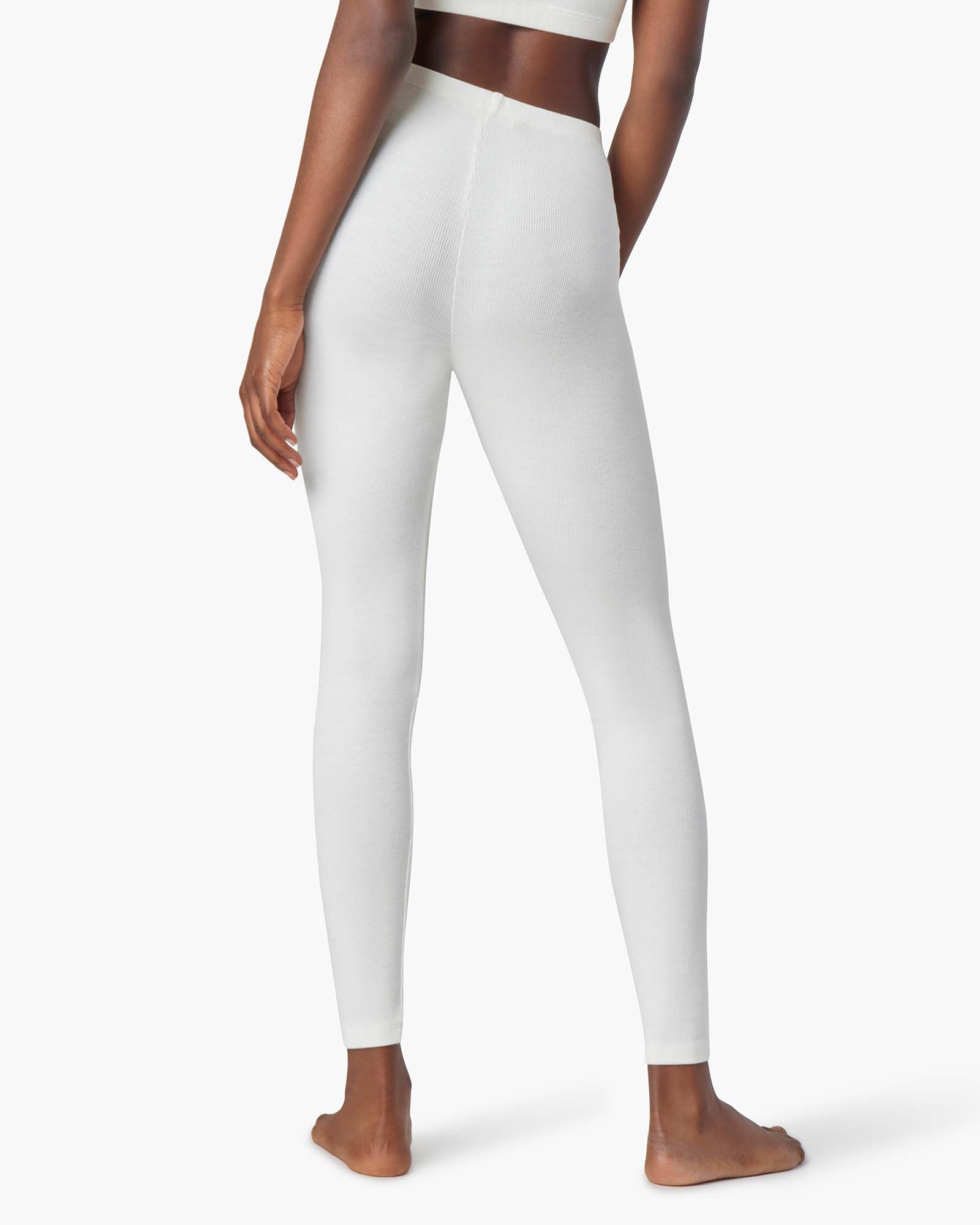 Women's TKEES Super Rib Leggings White | 03827AZEP